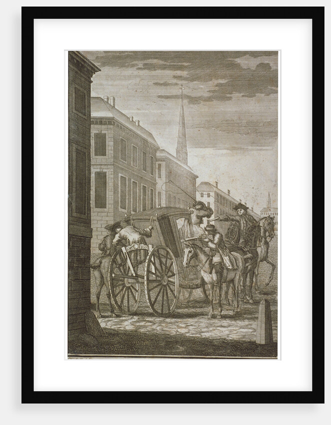 Scene of Thomas Thynne's murder in Pall Mall, Westminster, London, 1682 (c1775) by James Basire I
