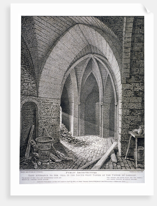 East entrance to the cell in the south-west tower of the Tower of London by John Thomas Smith