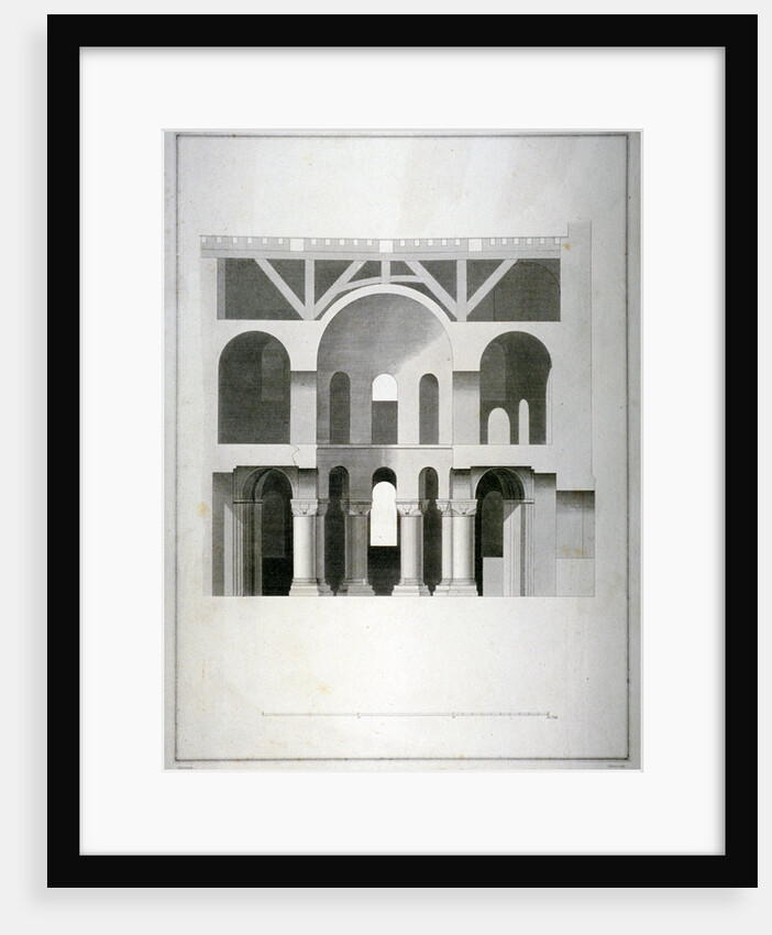 Transverse section of St John's Chapel in the White Tower, Tower of London by James Basire II