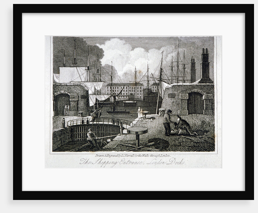 View of the shipping entrance to London Docks, Wapping by JC Varrall