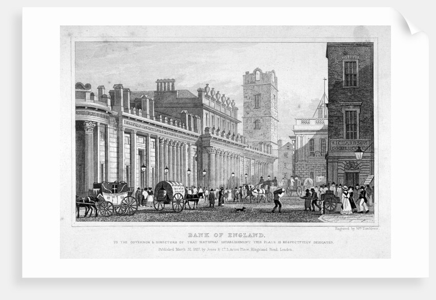 The Bank of England, City of London by William Tombleson