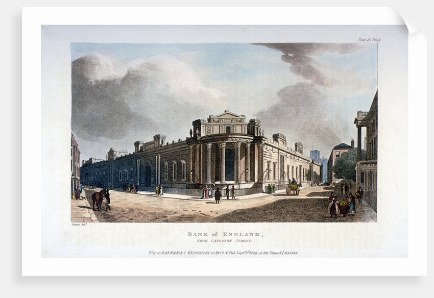 The Bank of England, from Cateaton Street, City of London by Augustus Charles Pugin