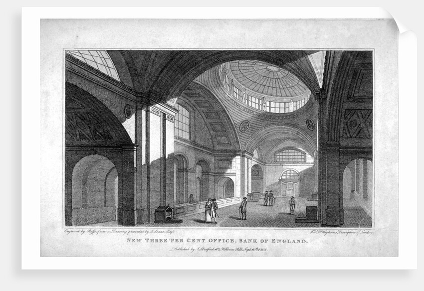 The New Three Percent Office at the Bank of England, City of London by Robert Cabbel Roffe