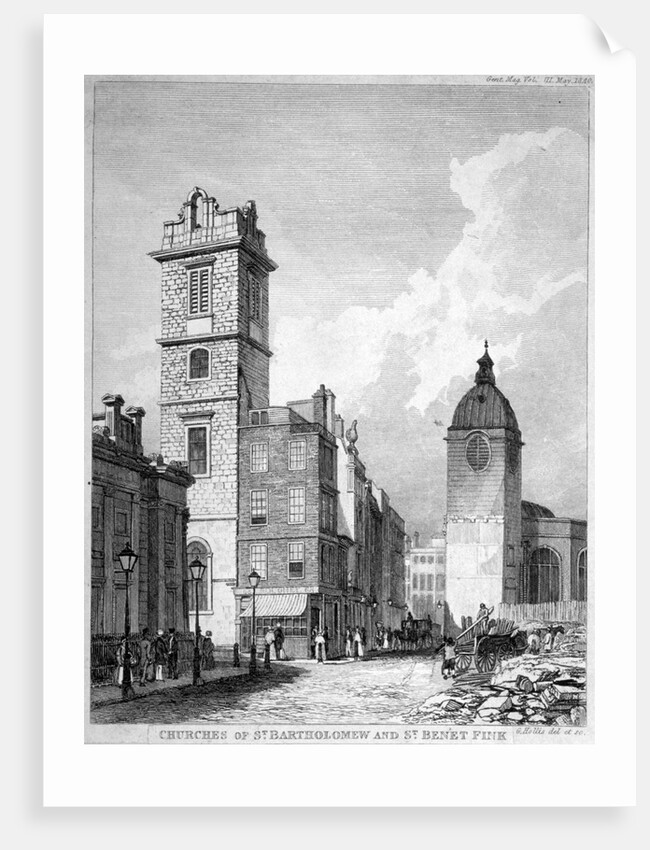 St Bartholomew-by-the-Exchange and St Benet Fink, City of London by George Hollis