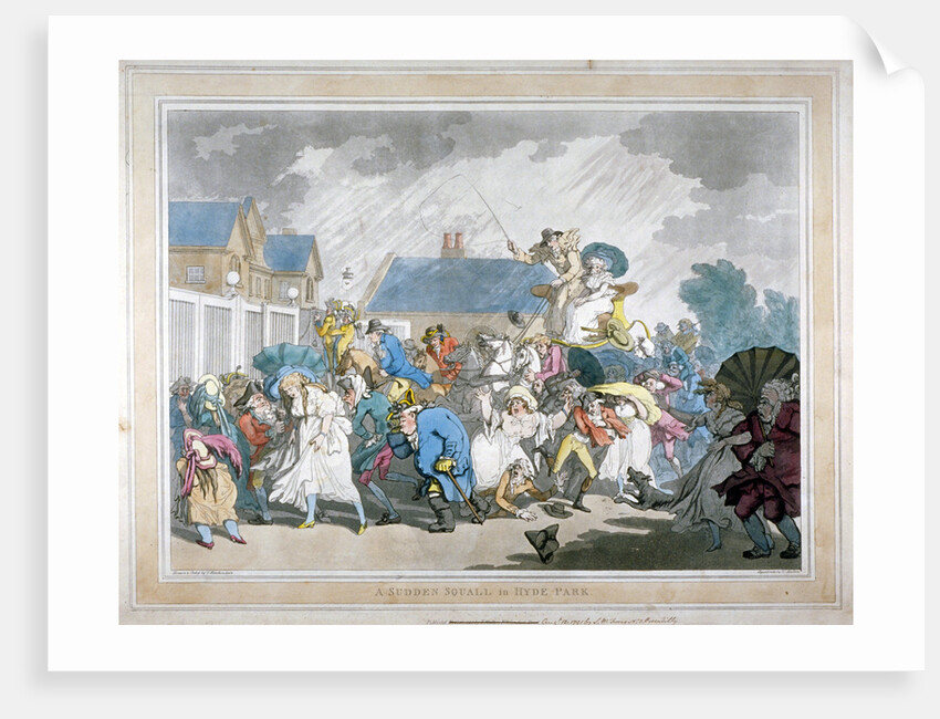 A Sudden Squall in Hyde Park, London by Thomas Rowlandson
