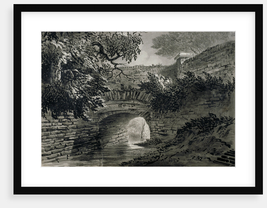 View of a section of the Serpentine's drainage system in Hyde Park, London by John Claude Nattes