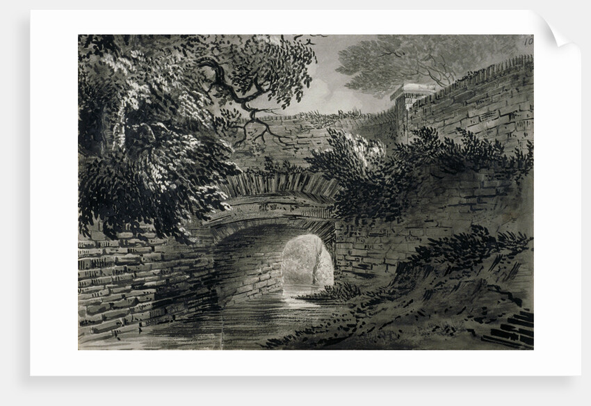 View of a section of the Serpentine's drainage system in Hyde Park, London by John Claude Nattes