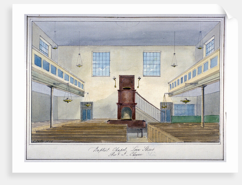 Inteiror view of Lion Street Baptist Chapel, off New Kent Road, Southwark, London by G Yates