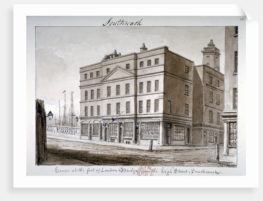 View of Borough High Street and the corner of London Bridge, Southwark, London, 1828 by John Chessell Buckler