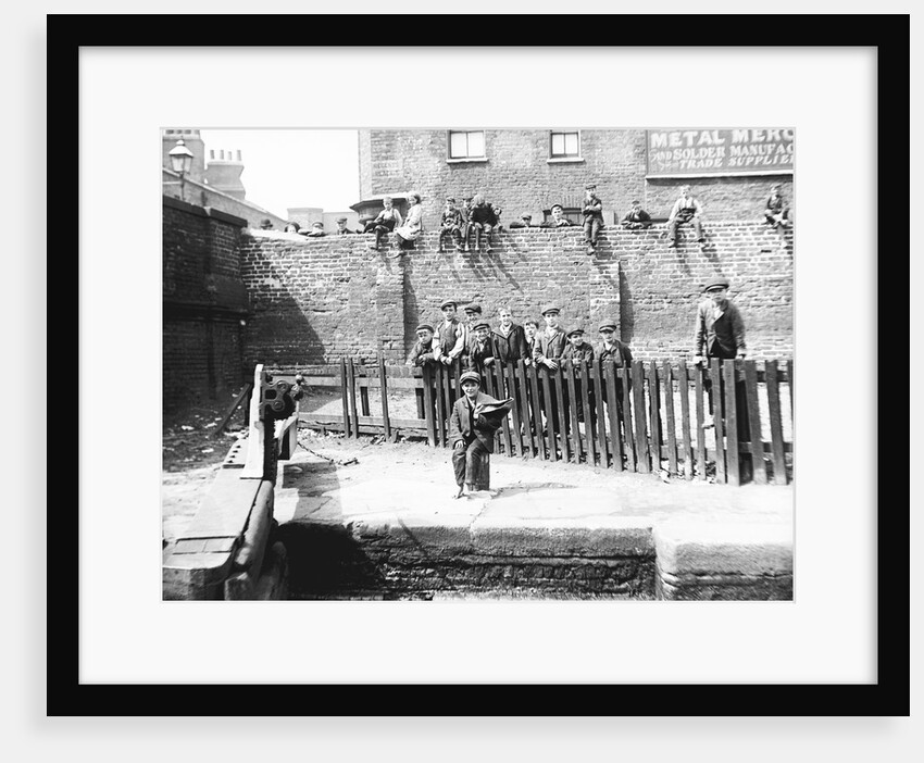 Boys by a lock on the Grand Union Canal, London by Anonymous