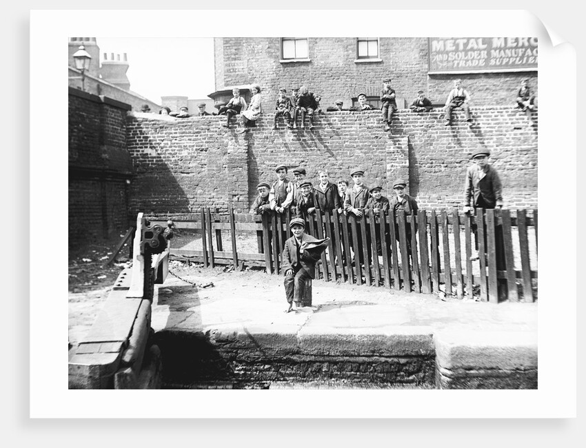 Boys by a lock on the Grand Union Canal, London by Anonymous