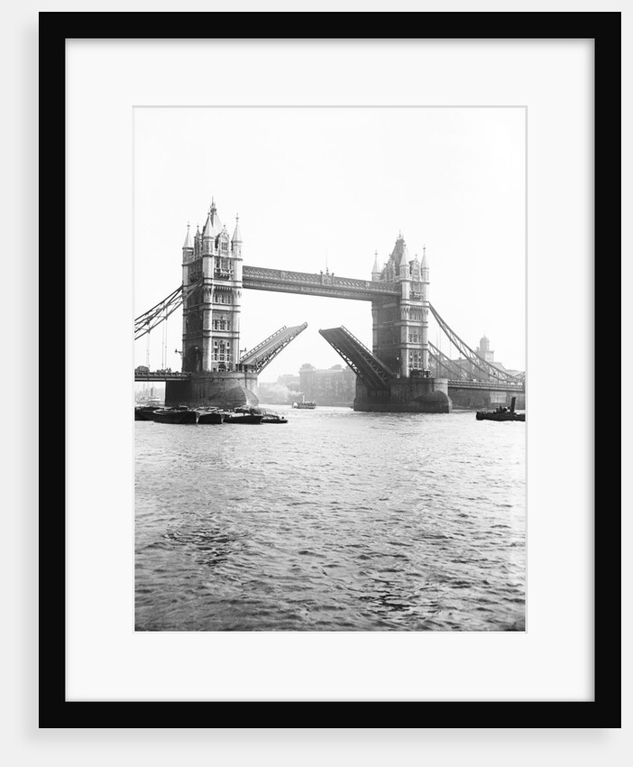 Tower Bridge with bascules open, London by Anonymous