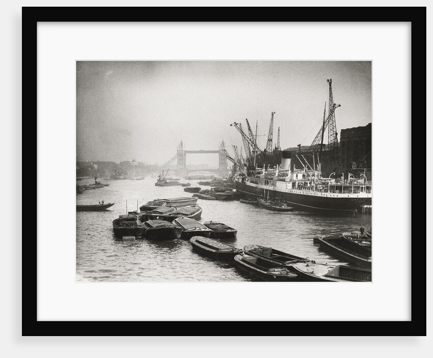 View of the busy Thames looking towards Tower Bridge, London by Anonymous