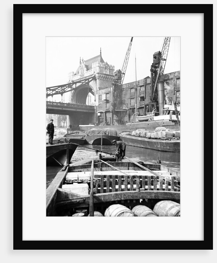 Lighters approaching the General Steam Navigation Company's wharf by Tower Bridge, London by Anonymous