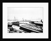 Steam tug moving between barges on the Thames, London by Anonymous
