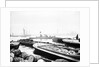 Steam tug moving between barges on the Thames, London by Anonymous