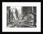 View looking south down Walbrook after an air raid, City of London, World War II by Anonymous