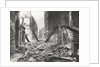 View looking south down Walbrook after an air raid, City of London, World War II by Anonymous