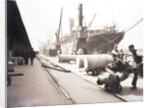 Unloading rolls of paper from a ship, London by Anonymous