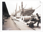 Unloading rolls of paper from a ship, London by Anonymous
