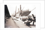 Unloading rolls of paper from a ship, London by Anonymous