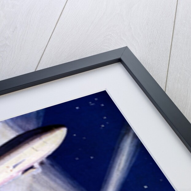 Zeppelin airship caught in searchlights during a bombing raid over England, 1916 by Unknown