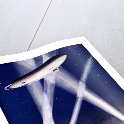 Zeppelin airship caught in searchlights during a bombing raid over England, 1916 by Unknown