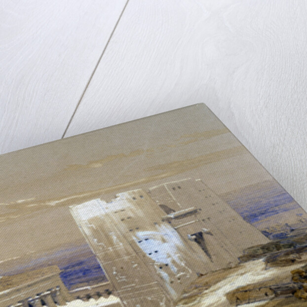 Sandstone Temple of Edfu, dedicated to the falcon-headed god Horus, Egypt, 1838 by Louis Haghe