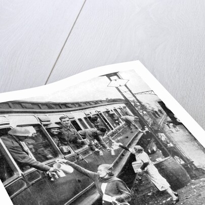 Local residents supplying refreshments to soldiers evacuated from Dunkirk, World War II, 1940 by Unknown