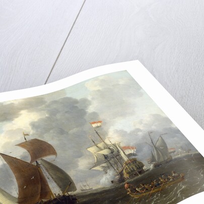A Battle Offshore, 17th century by Abraham Storck
