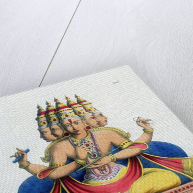 Brahma, first god of the Hindu trinity (trimurti), and creator of the universe, c19th century by A Geringer
