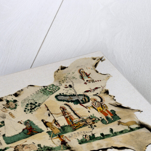 Native American painting on animal skin, 19th century by Silver Horn