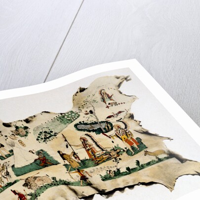 Native American painting on animal skin, 19th century by Silver Horn