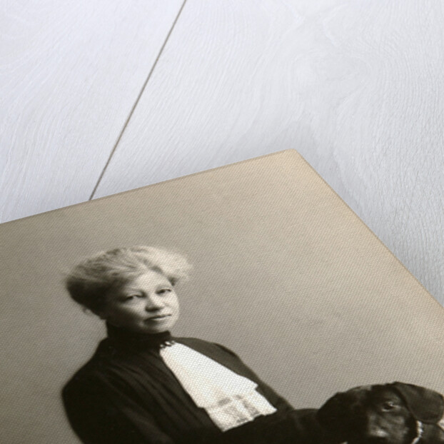 Alexandra Beketova-Blok, Russian author and translator, with her pet dog, early 19th century by Karl August Fischer