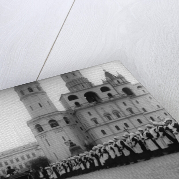 Tsar Nicholas II reviewing the parade of the pupils of Moscow in the Kremlin, Russia, 1912 by K von Hahn