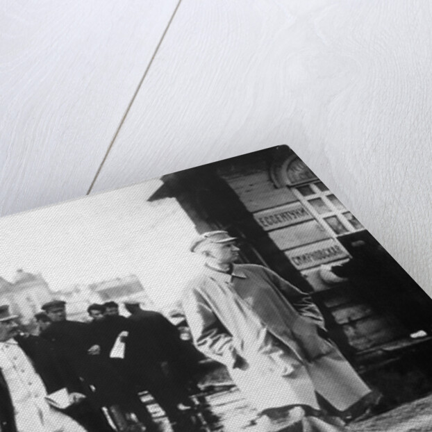 Soviet leader Joseph Stalin escorted by GRU secret agents, late 1920s by Anonymous