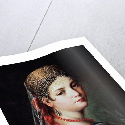 Portrait of a Young woman in Sarafan and Kokoshnik, 1820s. by Mauro Gandolfi