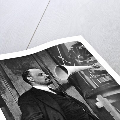 Russian Bolshevik leader Vladimir Lenin at a radio recording in the Kremlin, Moscow, Russia, 1919 by Unknown