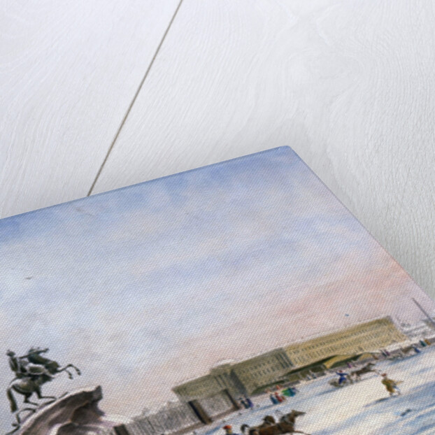 Monument of Peter the Great in the Senate Square of St Petersburg, Russia, winter, 1822 by Anonymous