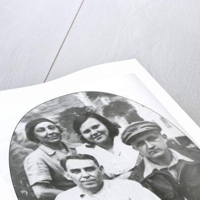 Marina Tsvetaeva, Lidiya Libedinskaya, Aleksei Kruchenykh and Sergey Efron. Kuskovo, 1941 by Anonymous