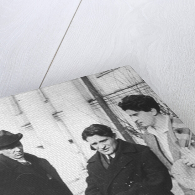 Michail Fainsilberg, Valentin Kataev, Mikhail Bulgakov, Yury Olesha and Iosif Utkin at the Funeral of Vladimir Mayakovsky, 1930 by Anonymous