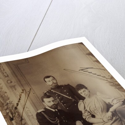 Emperor Nicholas II with Grand Duke Alexander Mikhailovich of Russia and his wife, Grand Duchess Xenia Alexandrovna of Russia, 1894 by Anonymous