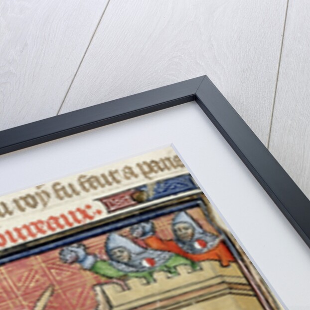 Detail of a miniature of the Third Crusade of Pastoureaux. Jews throwing their children from a tower, after 1380 by Virgil Master