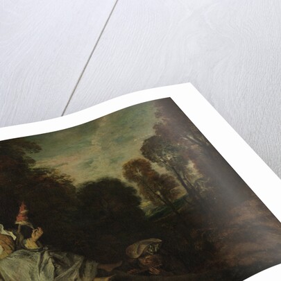 Evening Landscape with Spinner, ca 1715 by Jean Antoine Watteau