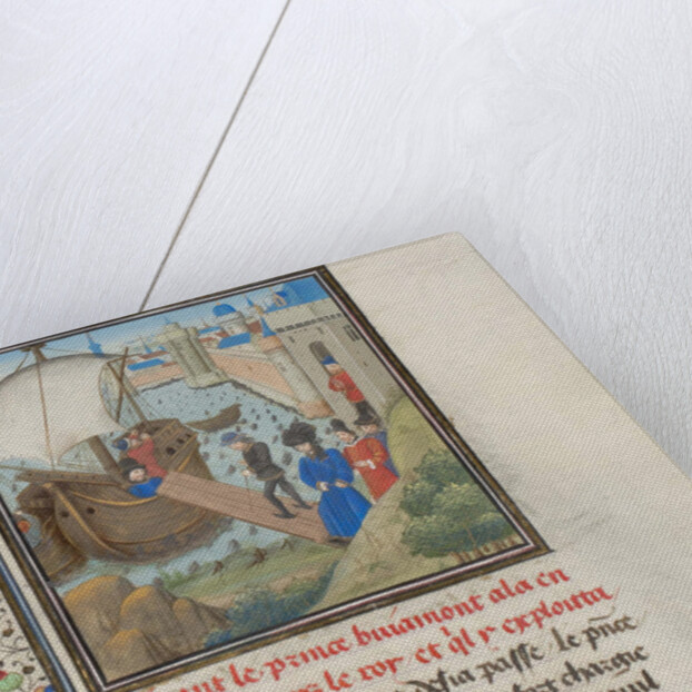 Bohemond I of Antioch traveled back to Apulia. Miniature from the Historia by William of Tyre, 1460s by Anonymous