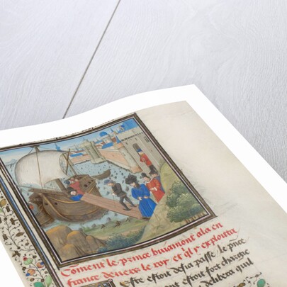 Bohemond I of Antioch traveled back to Apulia. Miniature from the Historia by William of Tyre, 1460s by Anonymous