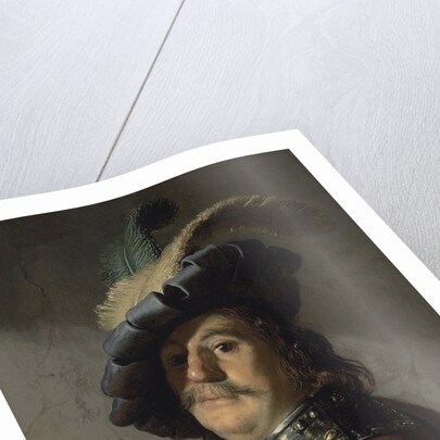 A man in a gorget and cap by Rembrandt van Rhijn