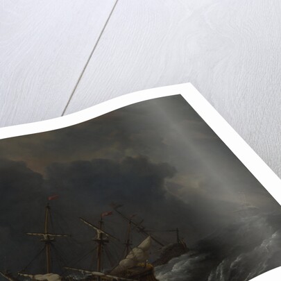 Three Ships in a Gale, 1673 by Willem van de Velde the Younger