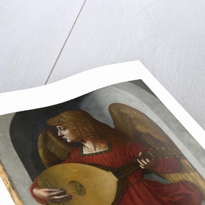 An Angel in Red with a Lute, c. 1490-1499 by Giovanni Ambrogio De Predis