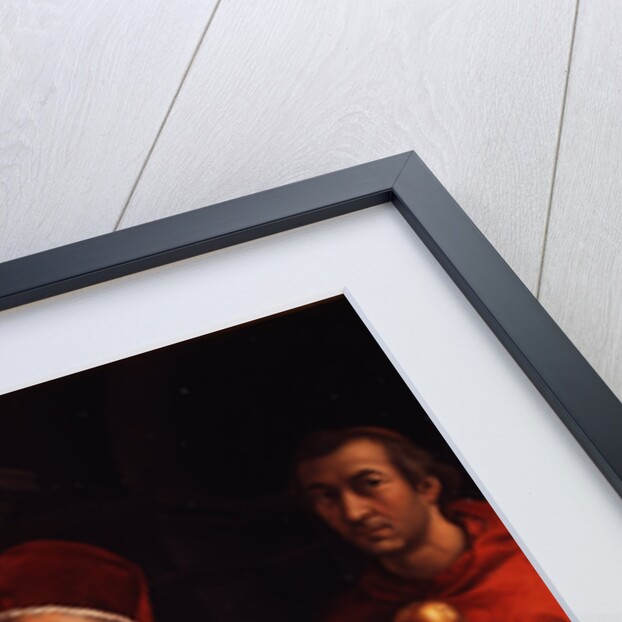 Portrait of Pope Leo X with Cardinals Giulio de Medici and Luigi de Rossi, ca 1518 by Raphael